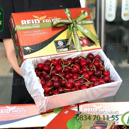 Cherry Đỏ Tasmania Úc Size 28-30 | Reid Fruits Since 1856 - Hộp 2kg