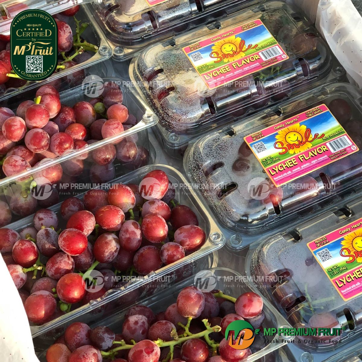 Nho Đỏ Kẹo Vị Vải Thiều Lychee Flavor Smile Mỹ Hộp 454g tại MP Fruit