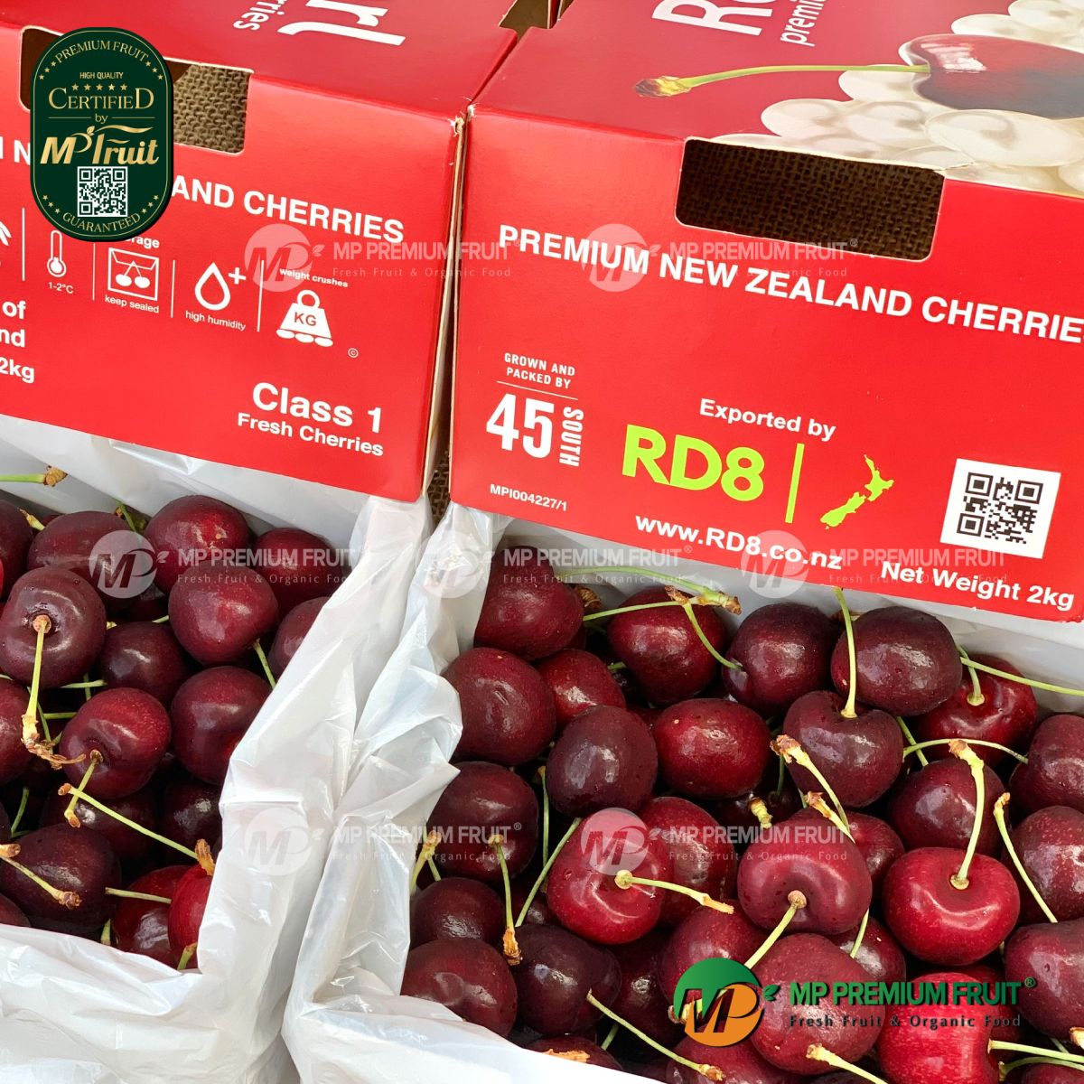 Cherry Đỏ New Zealand Size 30+ | Red Pearl - Hộp 2kg tại MP Fruit