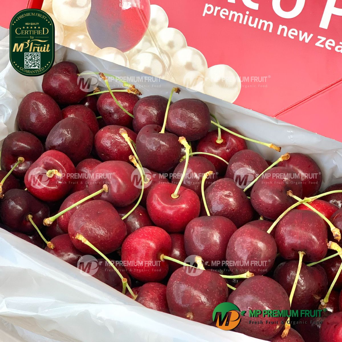 Cherry Đỏ New Zealand Size 30+ | Red Pearl - Hộp 2kg tại MP Fruit