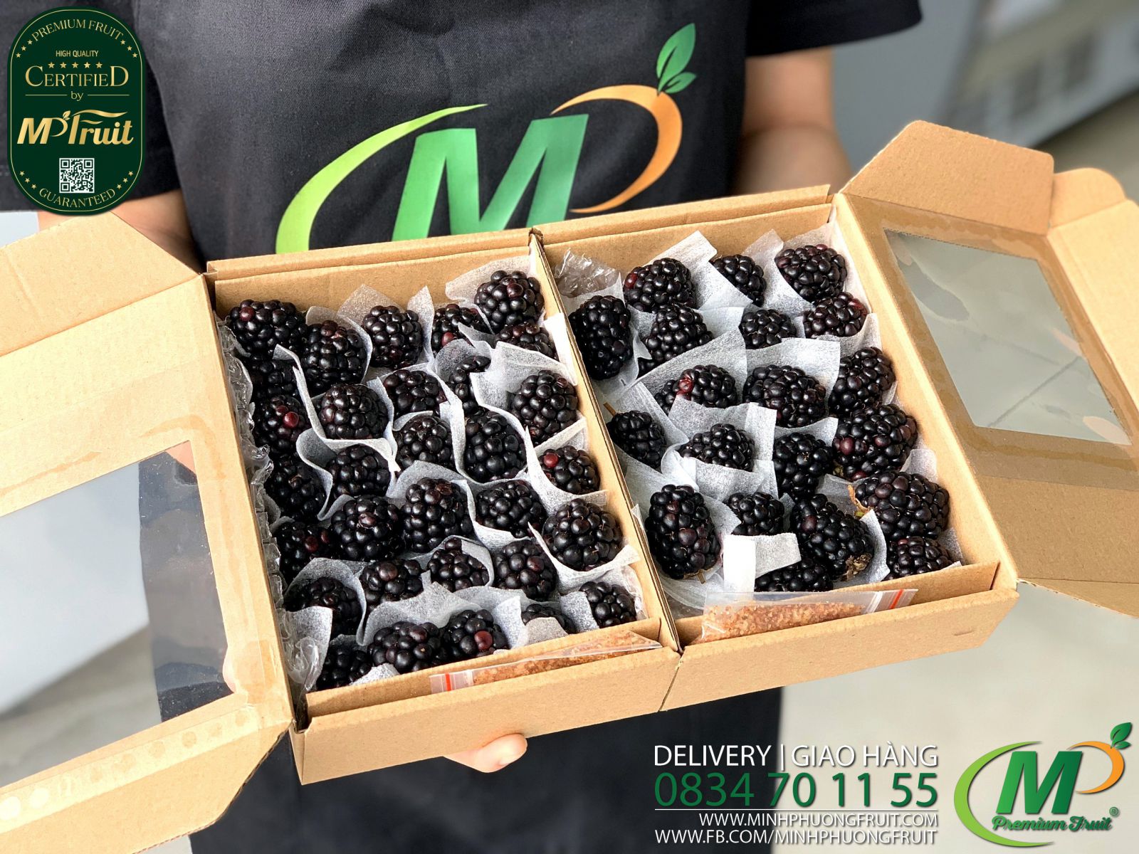 Mâm Xôi Đen Giống Pháp Hộp 250g Green Food Dalat tại MP Fruit