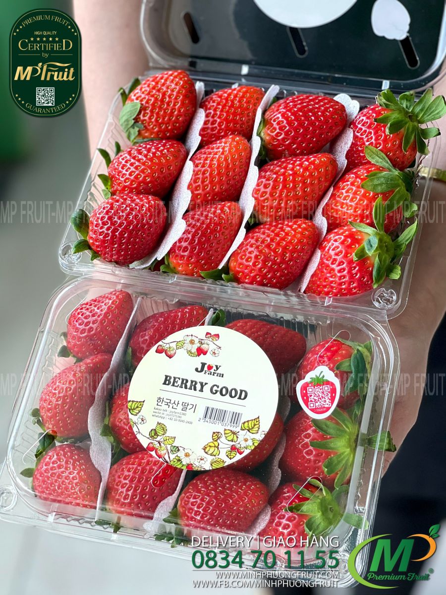 Dâu Tây Premium Hàn Quốc Hộp 500g Joy Farm tại MP Fruit