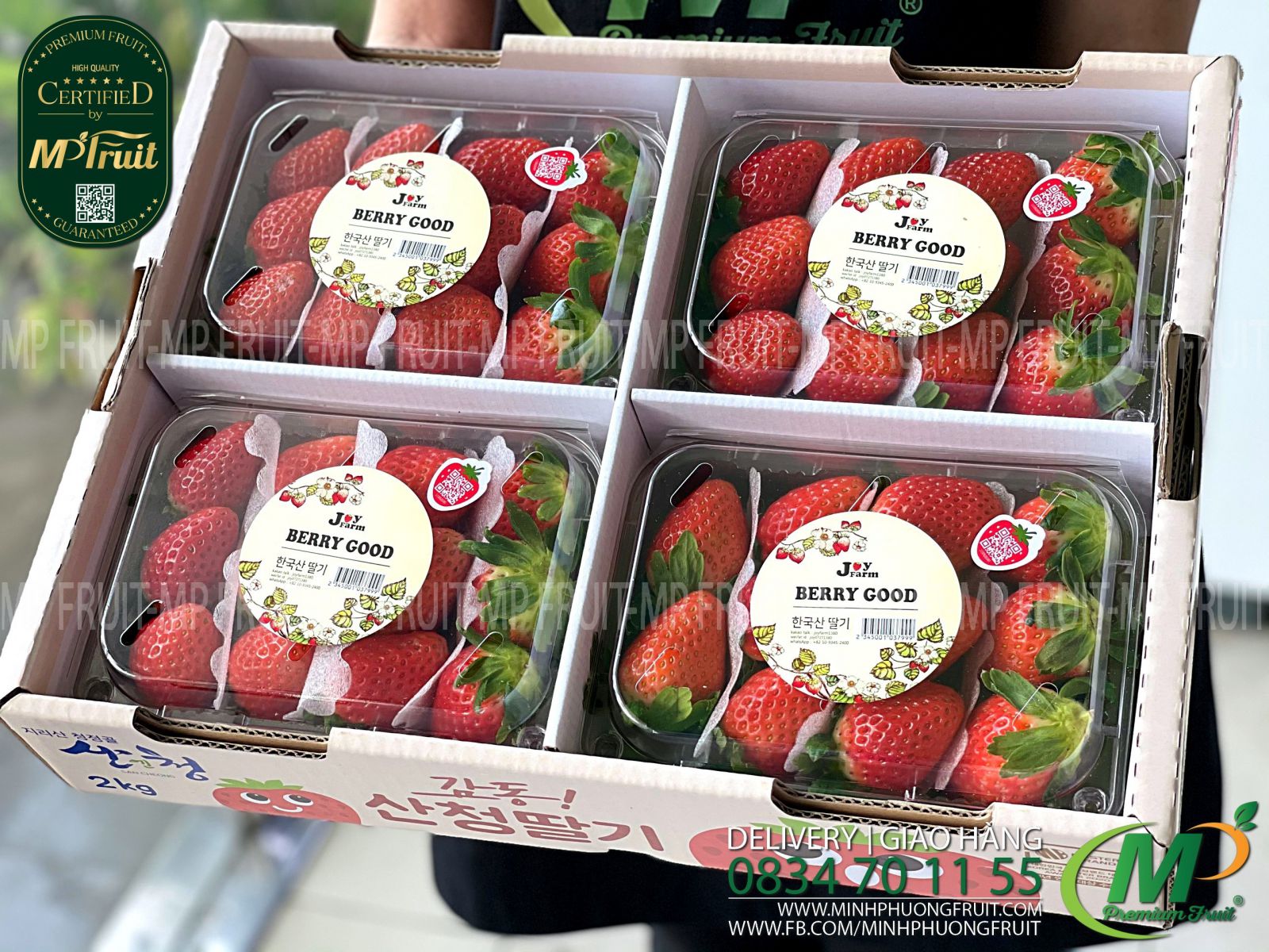 Dâu Tây Premium Hàn Quốc Hộp 500g Joy Farm tại MP Fruit