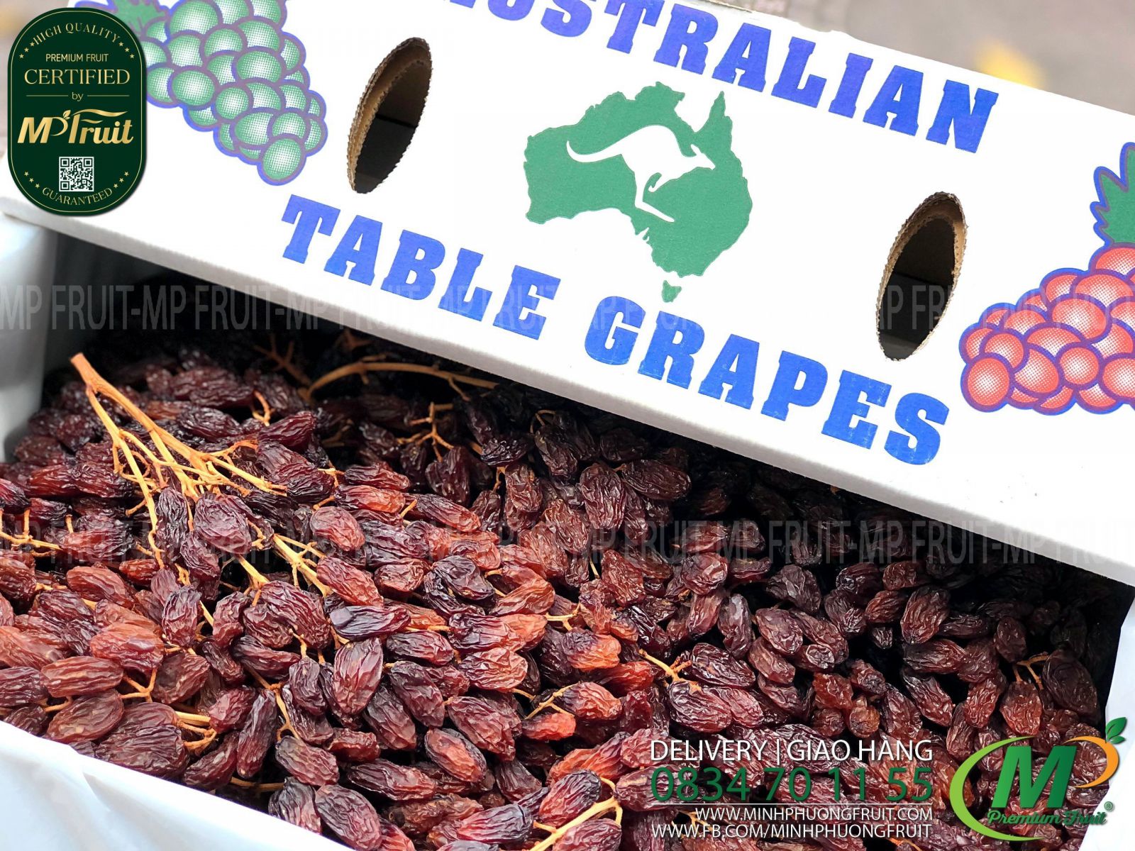 Nho Khô Nguyên Cành Crimson Table Grapes Úc