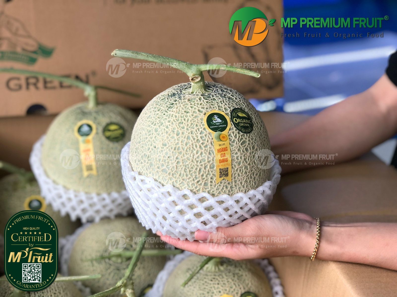 Dưa Lưới Nhật Hoàng Gia David Organic - Royal David Musk Melon Danny Green tại MP Fruit