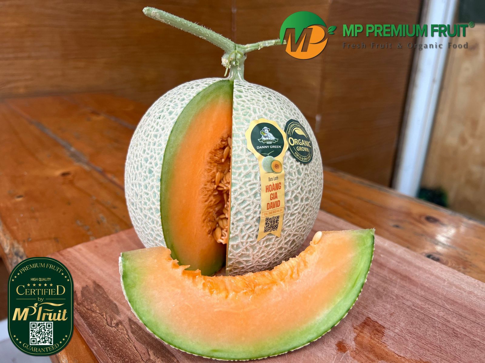 Dưa Lưới Nhật Hoàng Gia David Organic - Royal David Musk Melon Danny Green tại MP Fruit