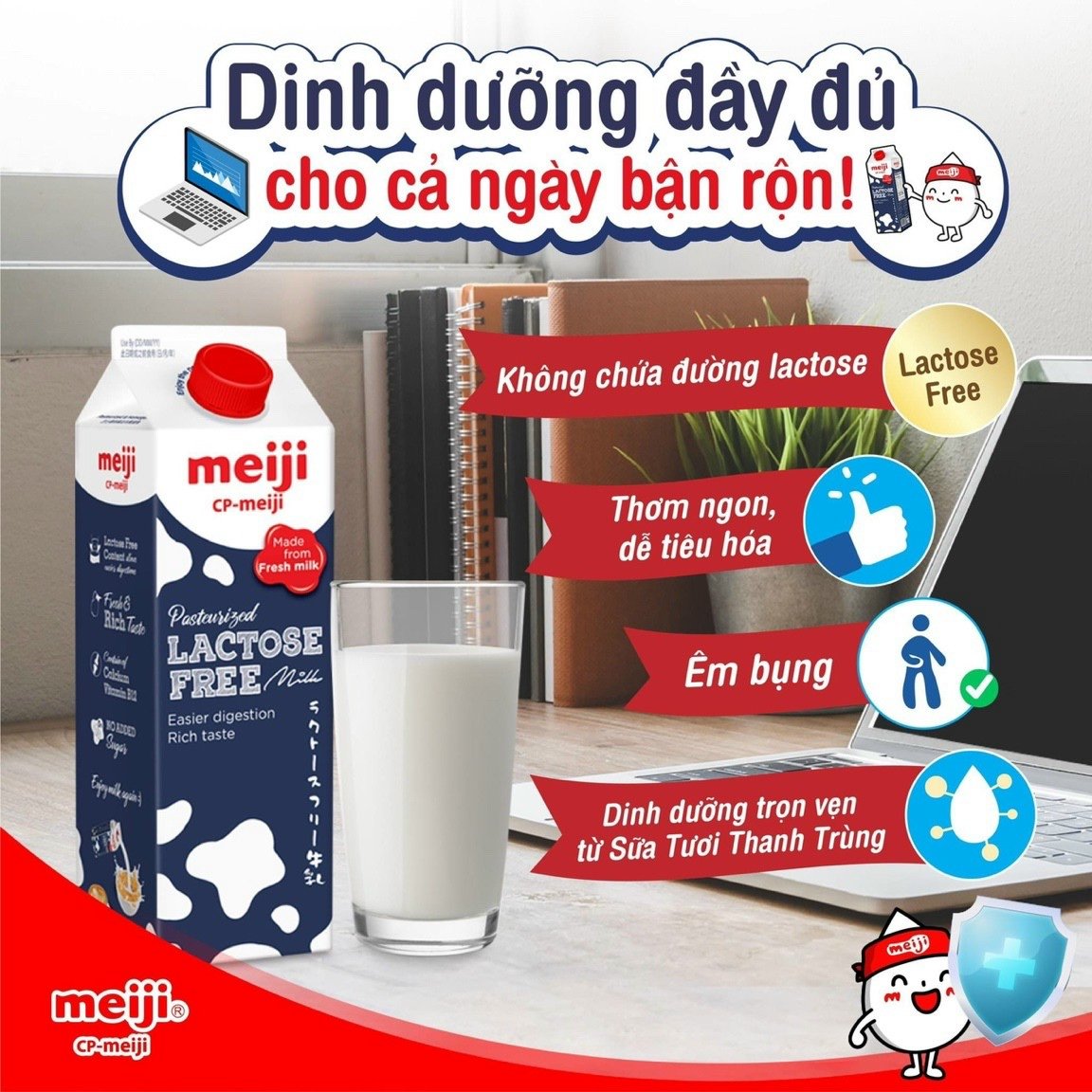 Sữa Tươi Thanh Trùng Lactose Free Meiji | Hộp 946ml tại MP Fruit