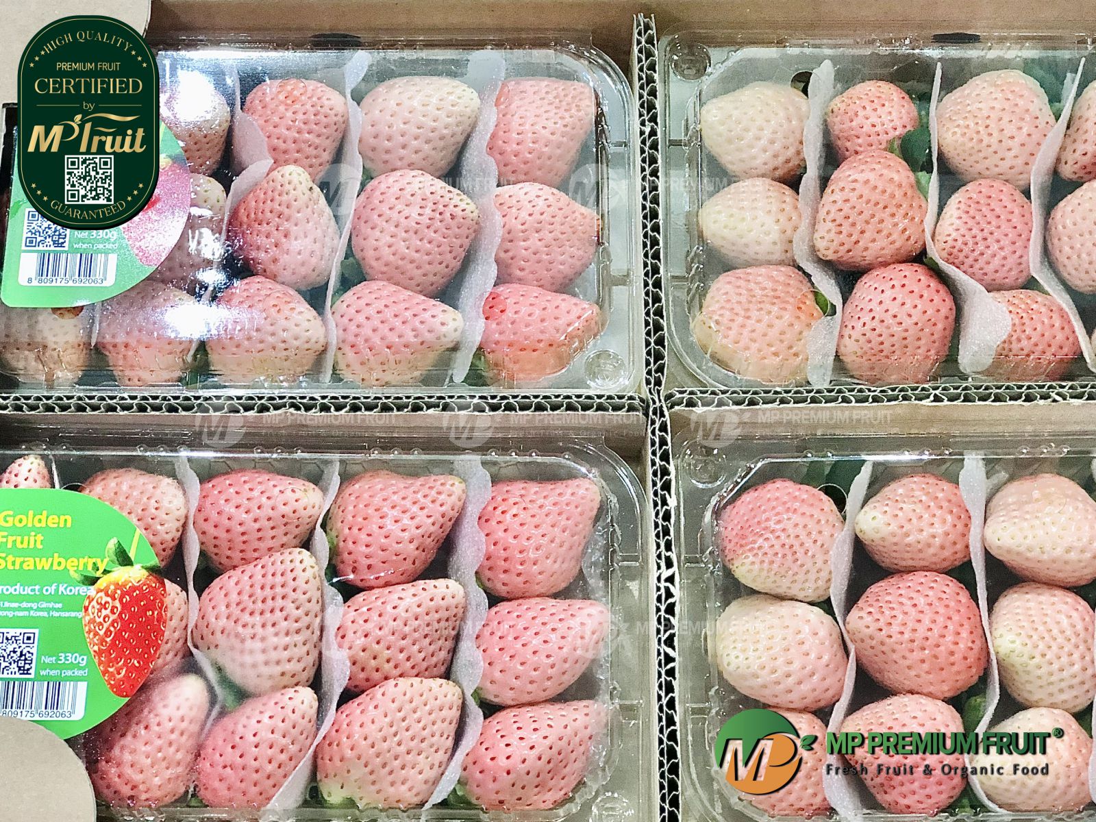 Dâu Tây Snow Pink Hàn Quốc | Golden Fruit Strawberry Hộp 330g